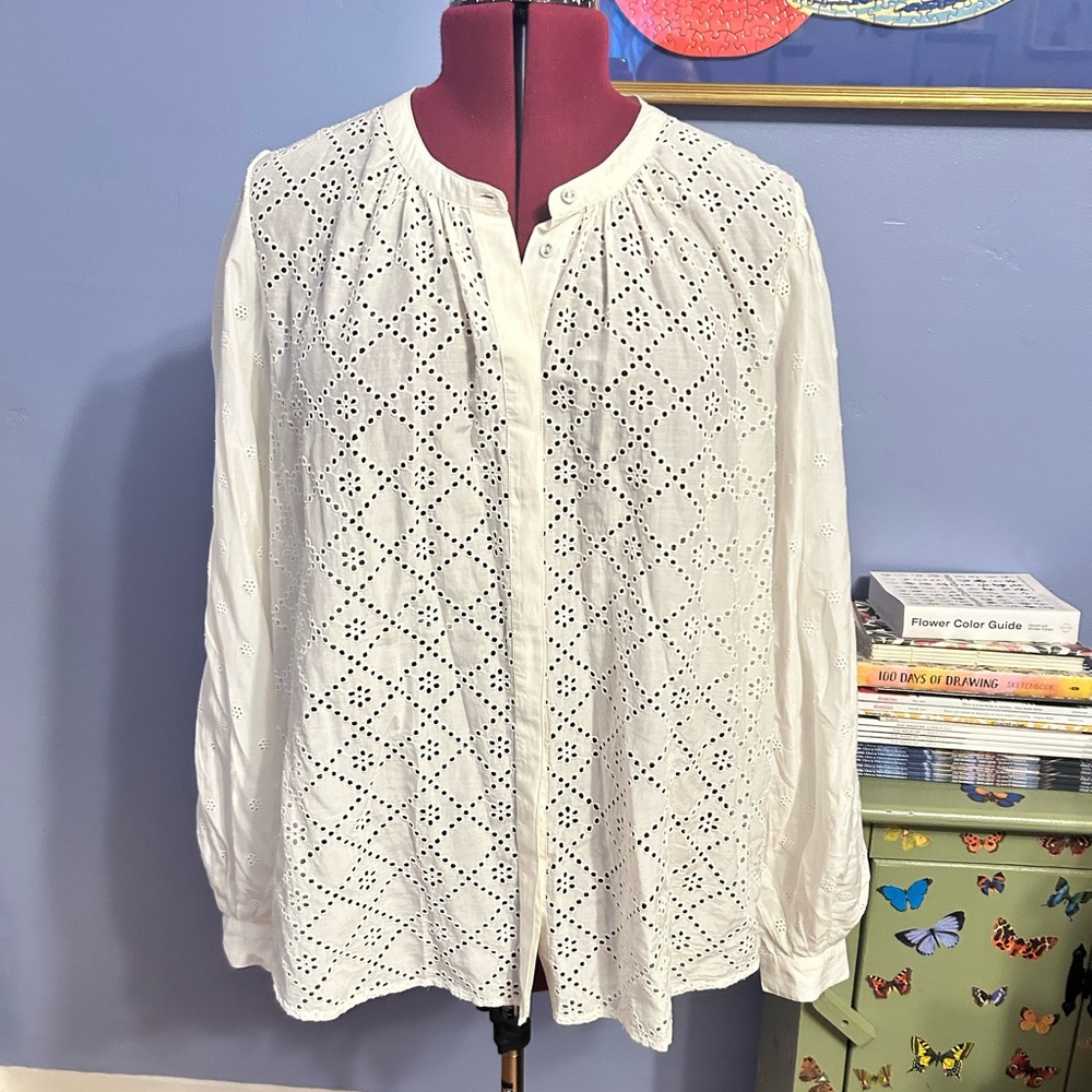 Joie White Eyelet Blouse